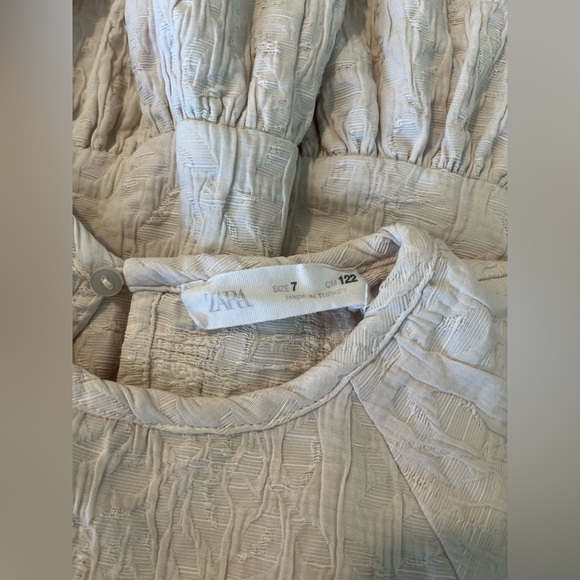 Zara Cream Textured Kids Dress - Picture 8 of 9